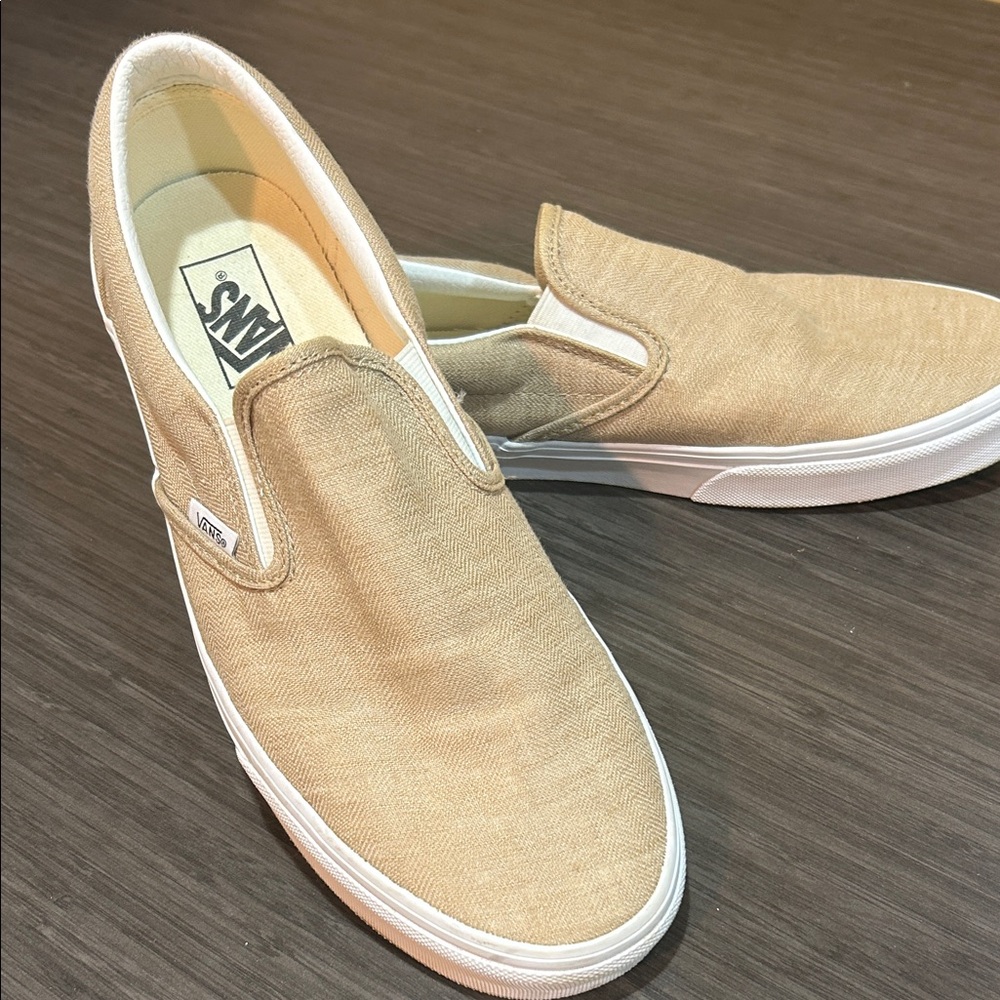 Vans Men's Beige Slip-On Sneakers